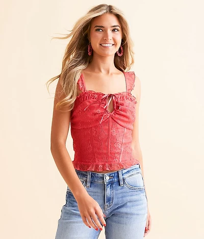 Floral Lace Corset Tank Top