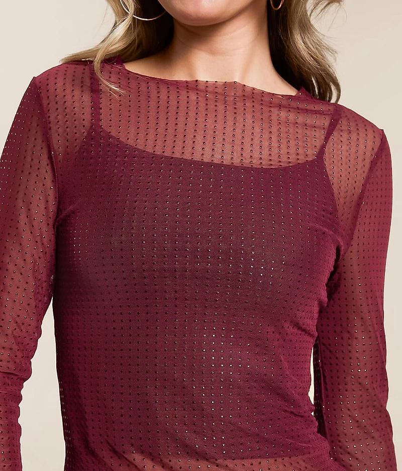 Studded Mesh Top