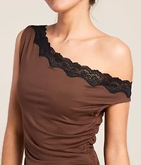Lace Trim Off The Shoulder Top