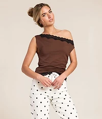 Lace Trim Off The Shoulder Top