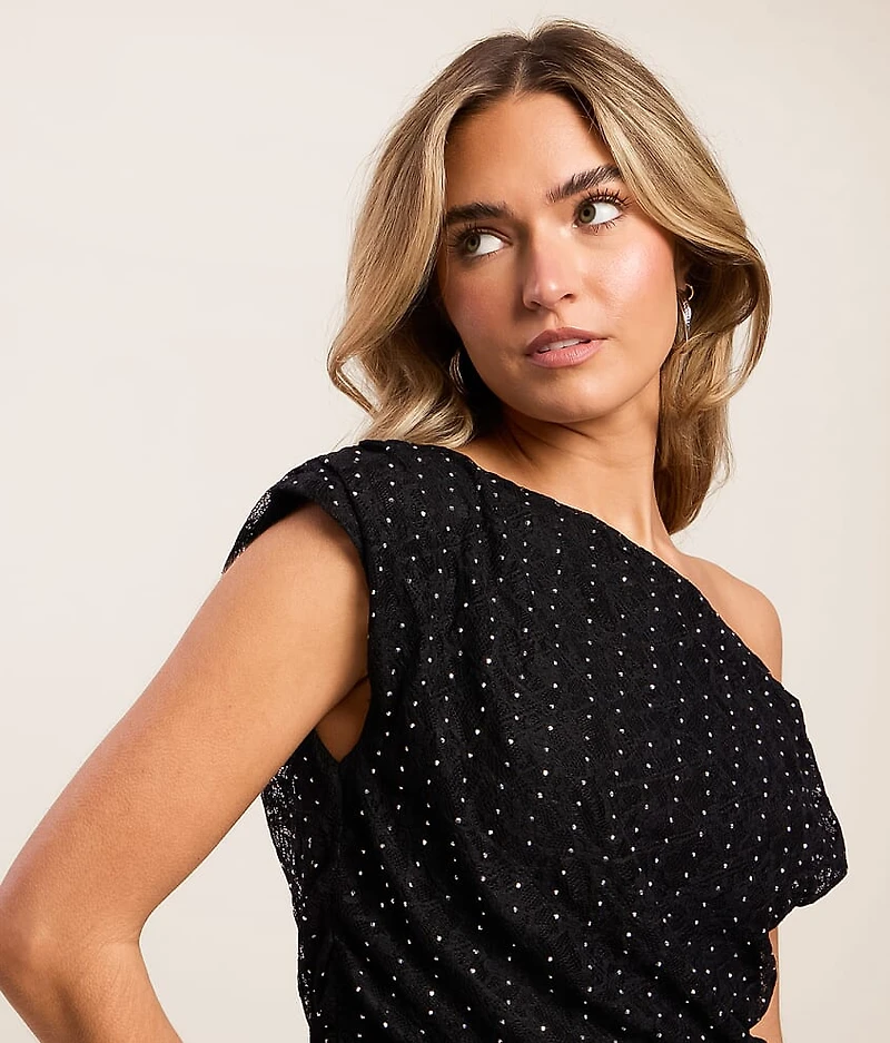 Off The Shoulder Rhinestone Top