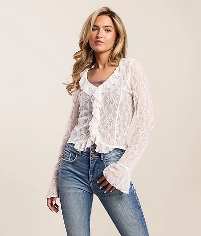 Studded Ruffle Lace Top