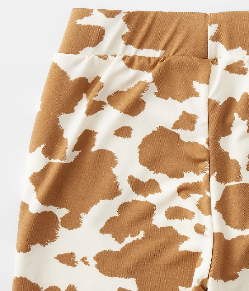 Girls - Cow Print Flare Legging