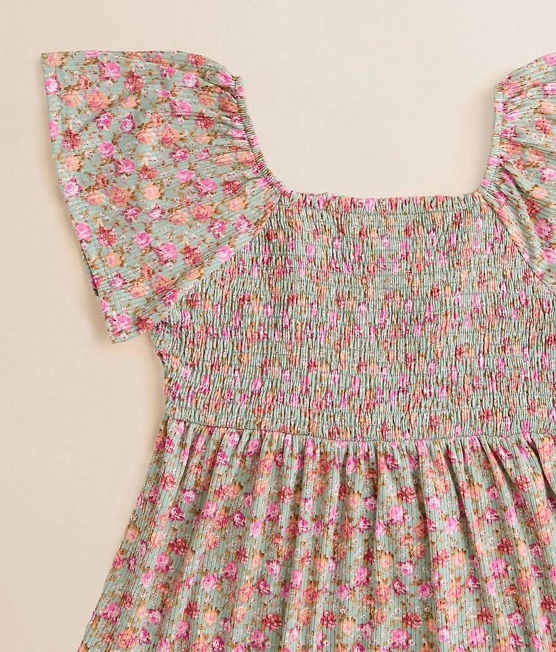 Girls - Floral Smocked Peplum Top