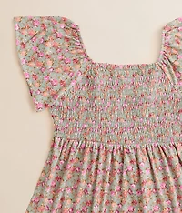 Girls - Floral Smocked Peplum Top