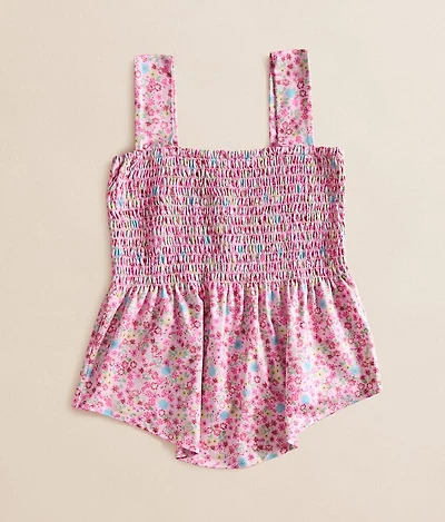 Girls - Floral Smocked Tank Top