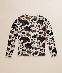 Girls - Cow Print Mesh Top