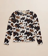 Girls - Cow Print Mesh Top