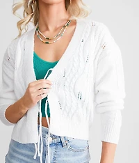 Front Tie Cardigan Sweater