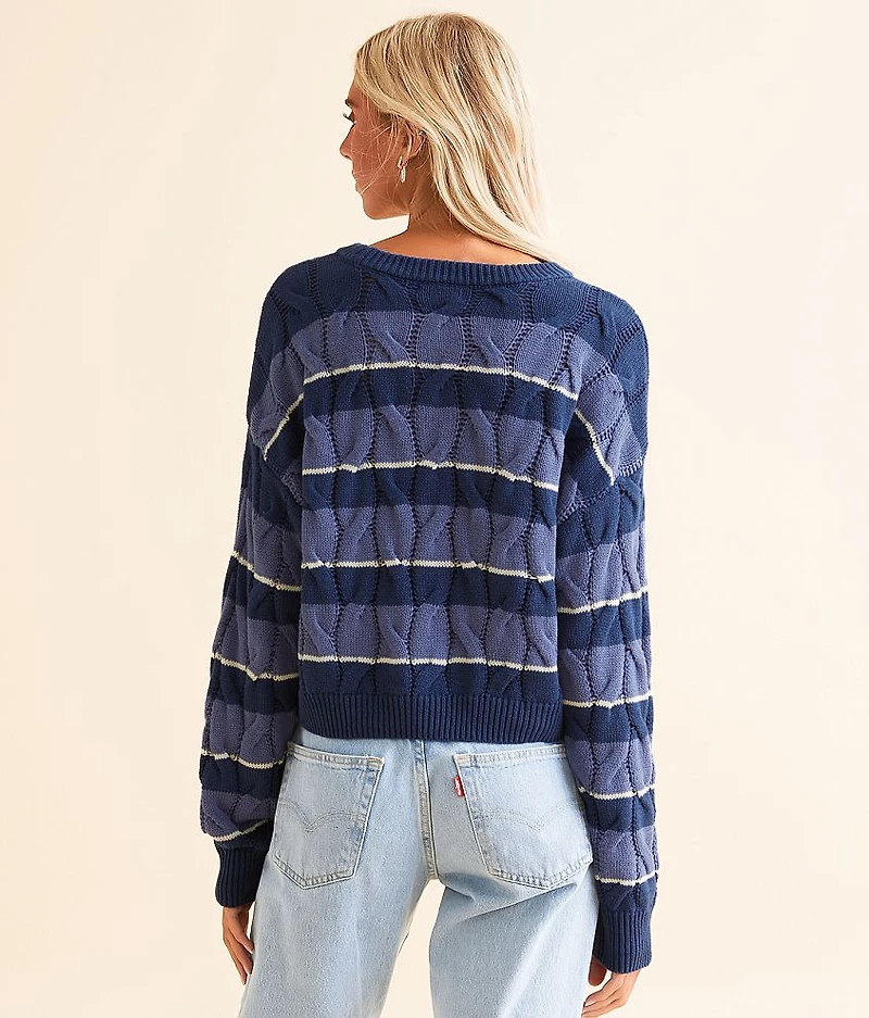 Cable Stripe Cropped Sweater
