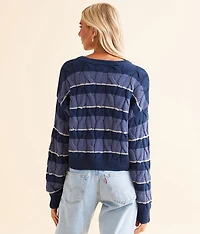 Cable Stripe Cropped Sweater