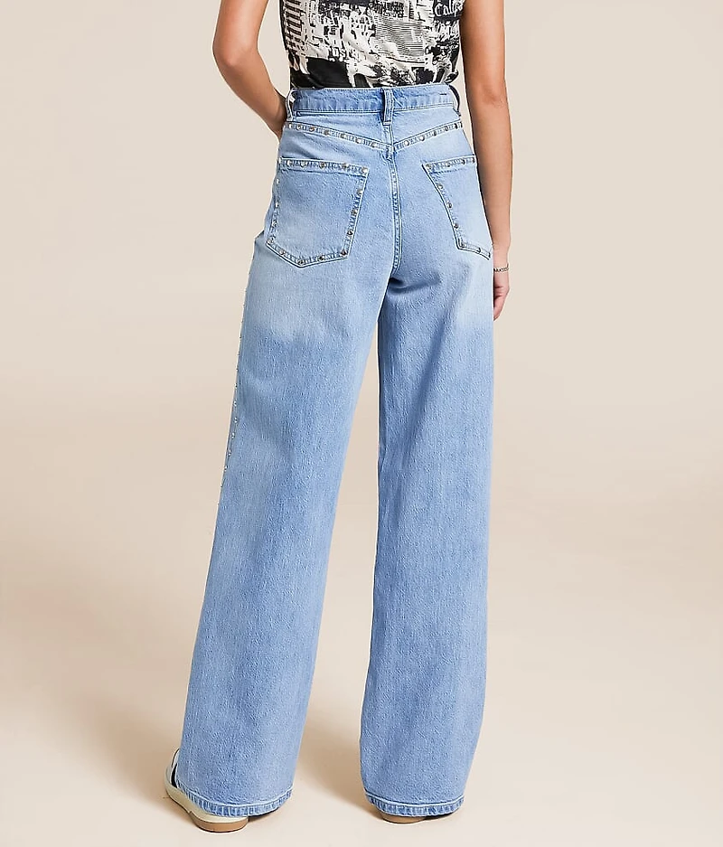 Gemma Wide Leg Studded Stretch Jean