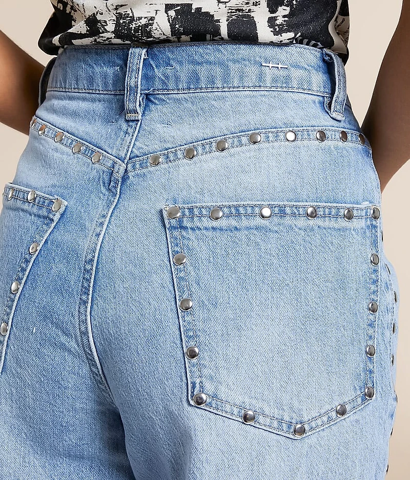 Gemma Wide Leg Studded Stretch Jean