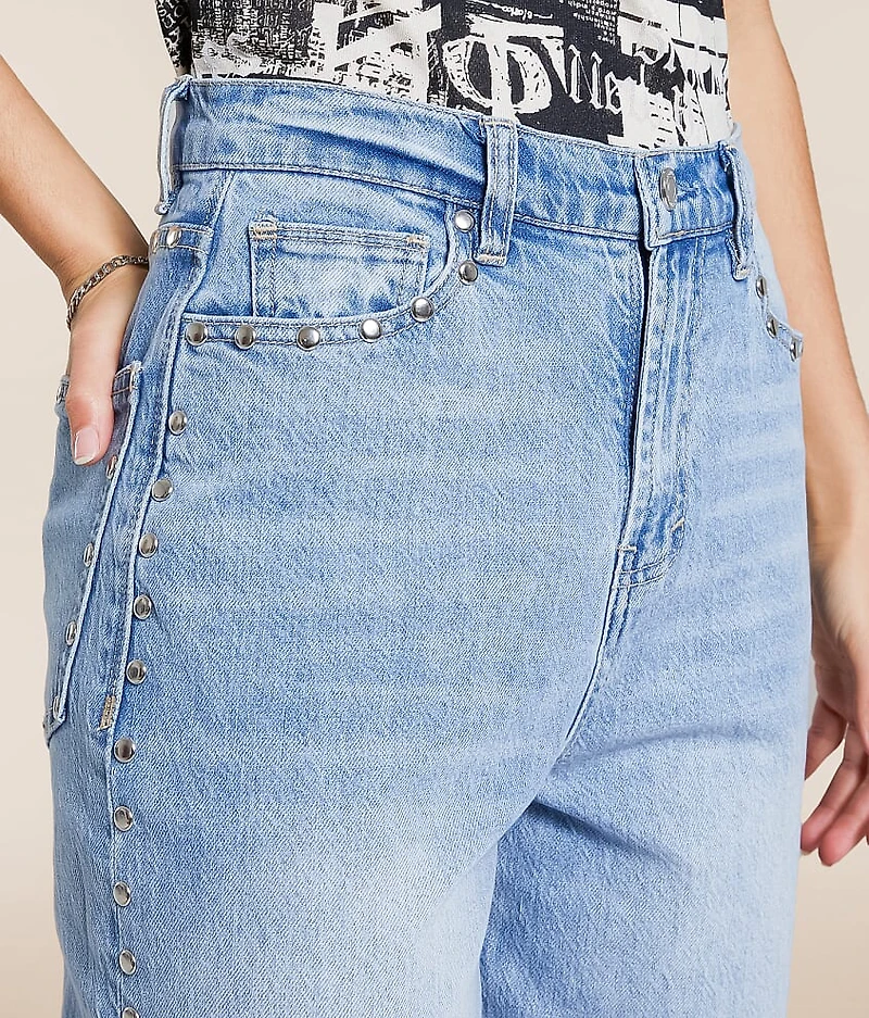 Gemma Wide Leg Studded Stretch Jean