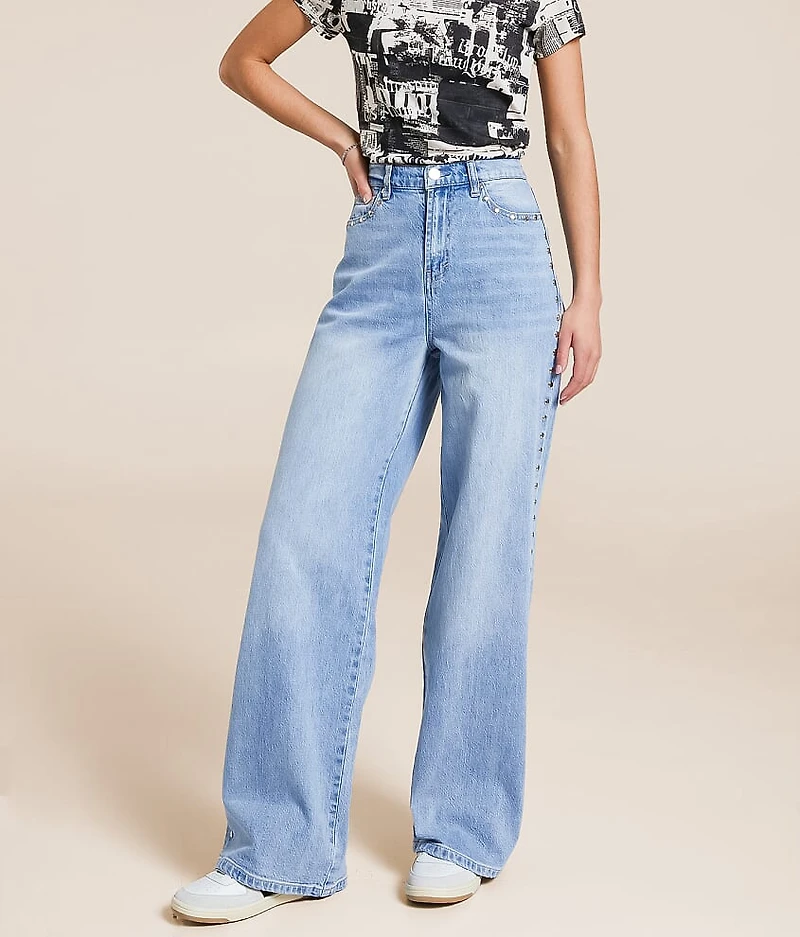 Gemma Wide Leg Studded Stretch Jean