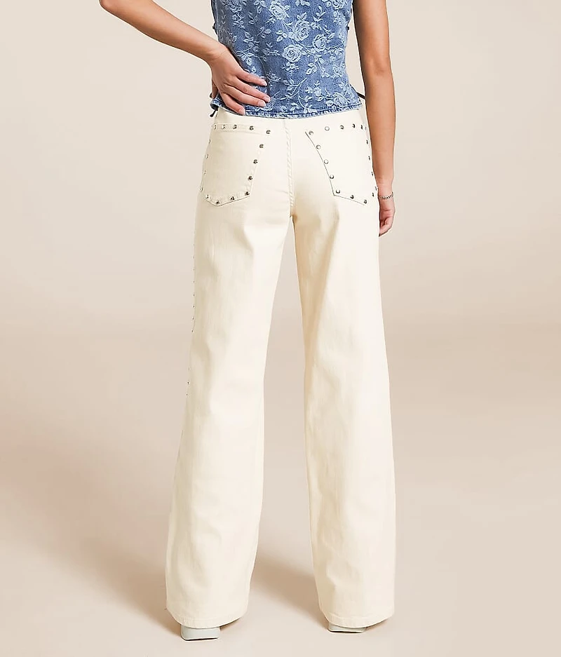 Gemma Wide Leg Studded Stretch Jean