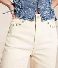 Gemma Wide Leg Studded Stretch Jean