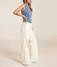 Gemma Wide Leg Studded Stretch Jean