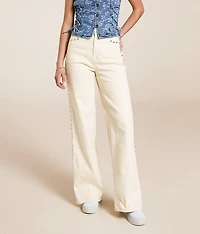 Gemma Wide Leg Studded Stretch Jean