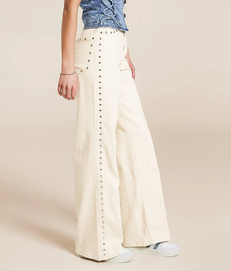 Gemma Wide Leg Studded Stretch Jean