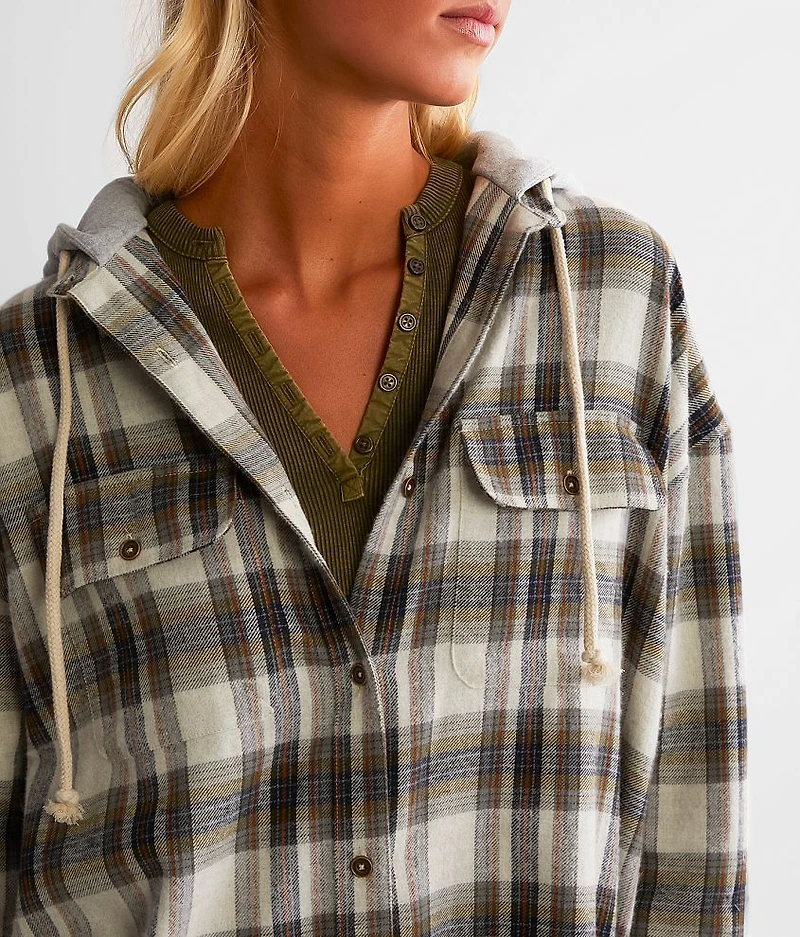 Plaid Boyfriend Hooded Shirt
