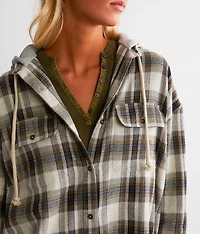 Plaid Boyfriend Hooded Shirt