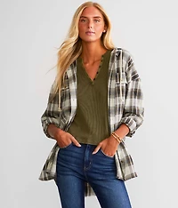 Plaid Boyfriend Hooded Shirt