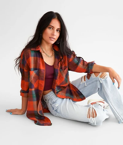 Plaid Boyfriend Flannel Shirt