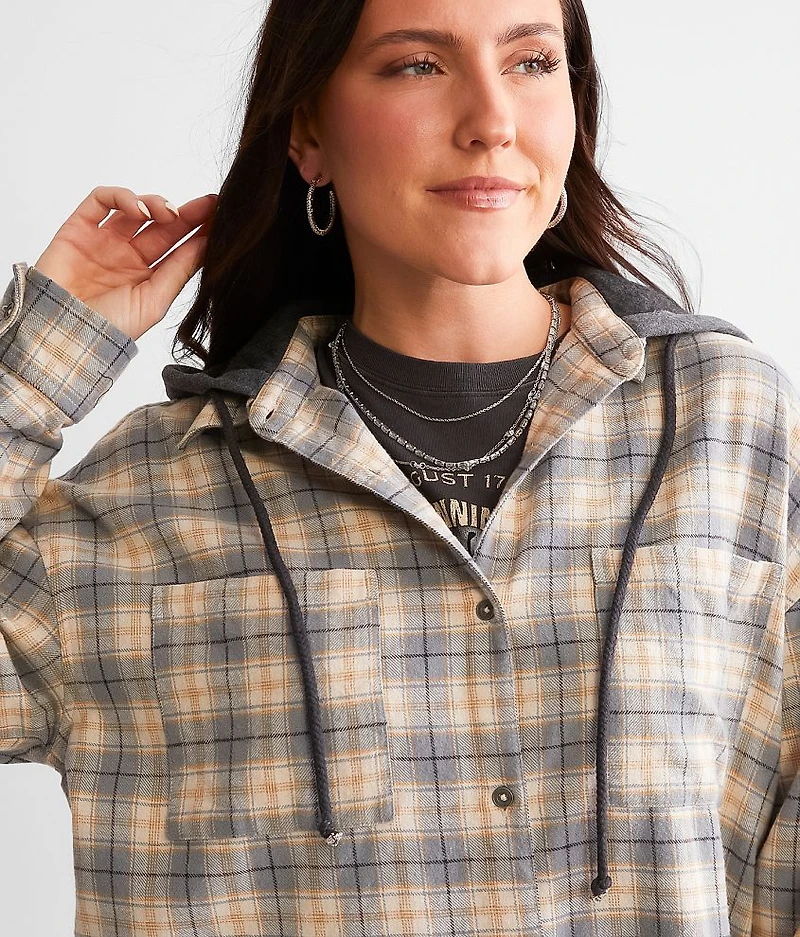 Hooded Flannel Boyfriend Shirt
