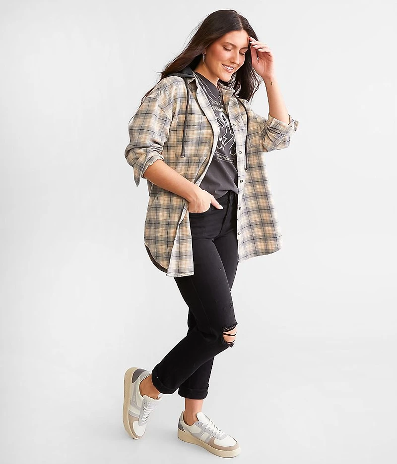 Hooded Flannel Boyfriend Shirt