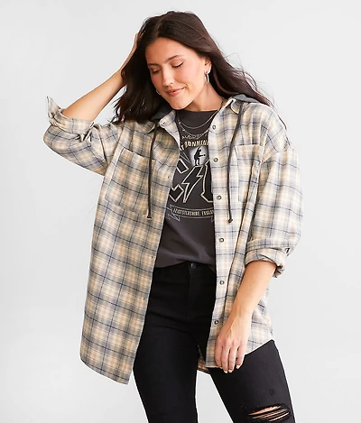 Hooded Flannel Boyfriend Shirt