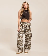 Camo Print High Rise Baggy Cargo Pant