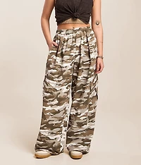 Camo Print High Rise Baggy Cargo Pant