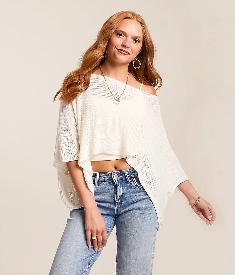 Off The Shoulder Poncho Sweater