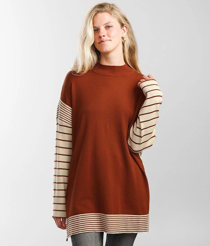 Mock Neck Tunic Sweater