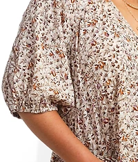 Floral Print Crinkle Top