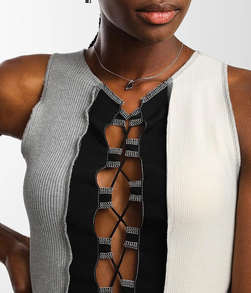 Lace-Up Cropped Tank Top