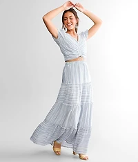 Striped Cinch Tie Top