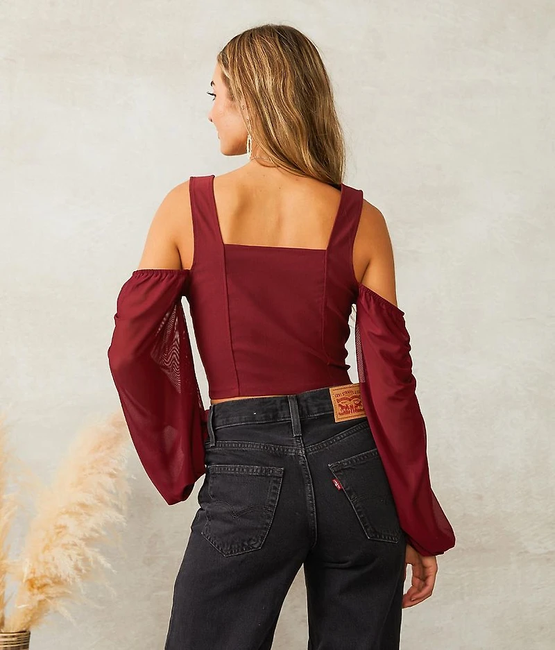Cold Shoulder Sweetheart Top