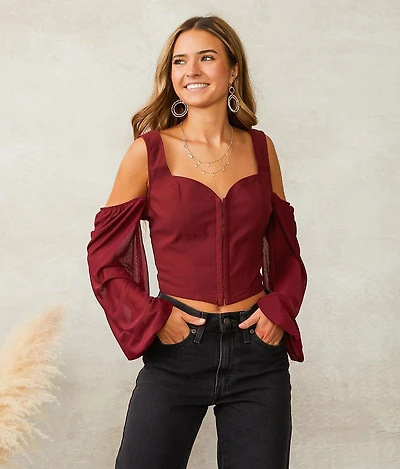 Cold Shoulder Sweetheart Top