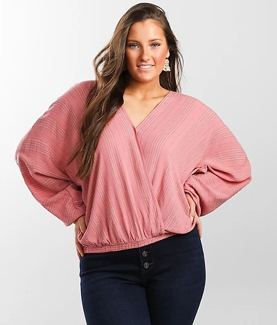 Metallic Surplice Top