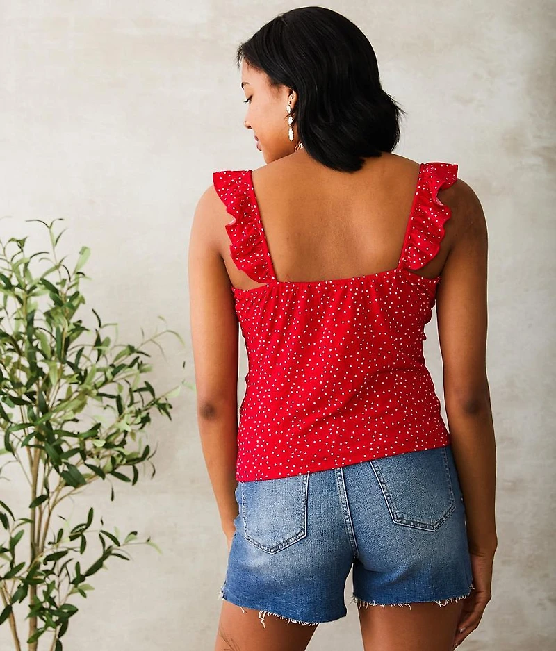 Polka Dot Ruffle Tank Top
