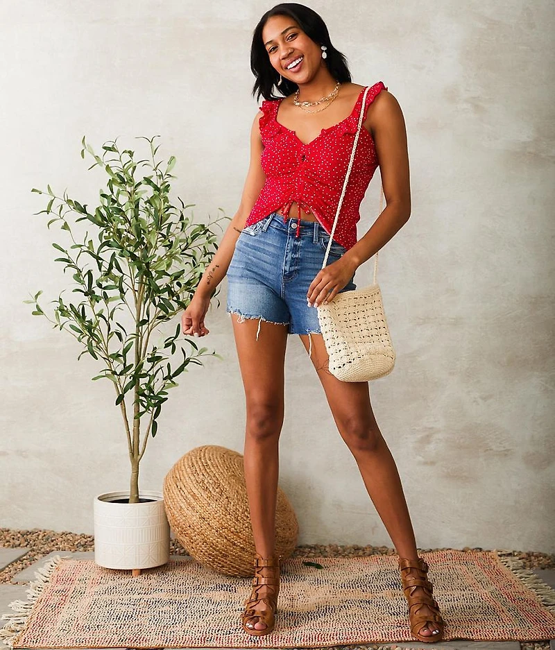 Polka Dot Ruffle Tank Top