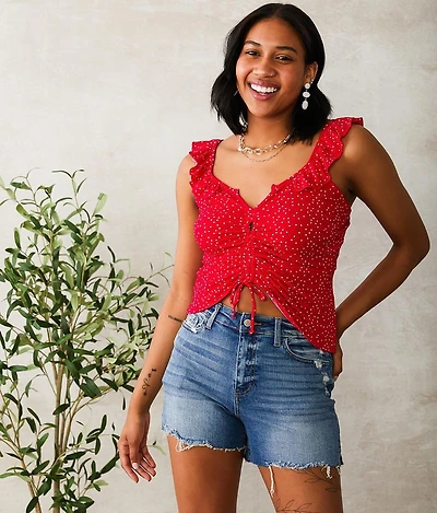 Polka Dot Ruffle Tank Top