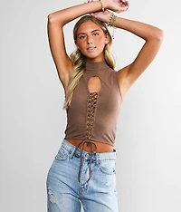 Lace-Up Cut-Out Tank Top