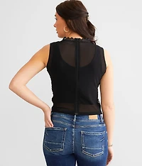 Floral Lace Mesh Tank Top