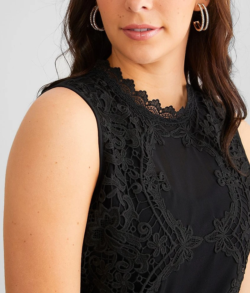 Floral Lace Mesh Tank Top