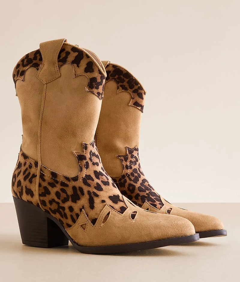 Sonni Leopard Western Ankle Boot