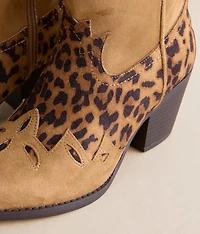 Sonni Leopard Western Ankle Boot