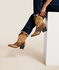 Sonni Leopard Western Ankle Boot